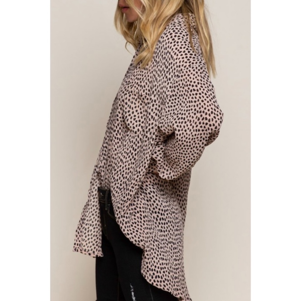 Wild Child Button Up Oversized Animal Print Top - Picture 3 of 3